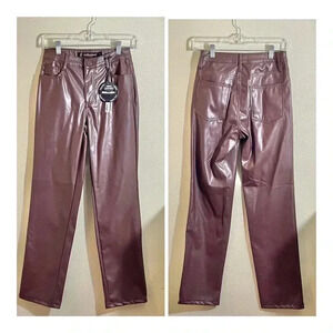 Dollhouse Juniors Size 1/2 W25 x L31 Vegan Leather Pants Chocolate Brown NEW